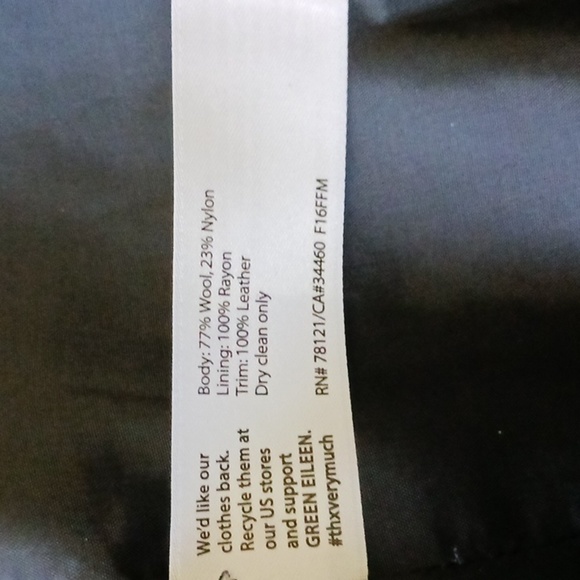 EILEEN Fisher Wool Blend Leather Trim Jacket, Size Large - Picture 8 of 13